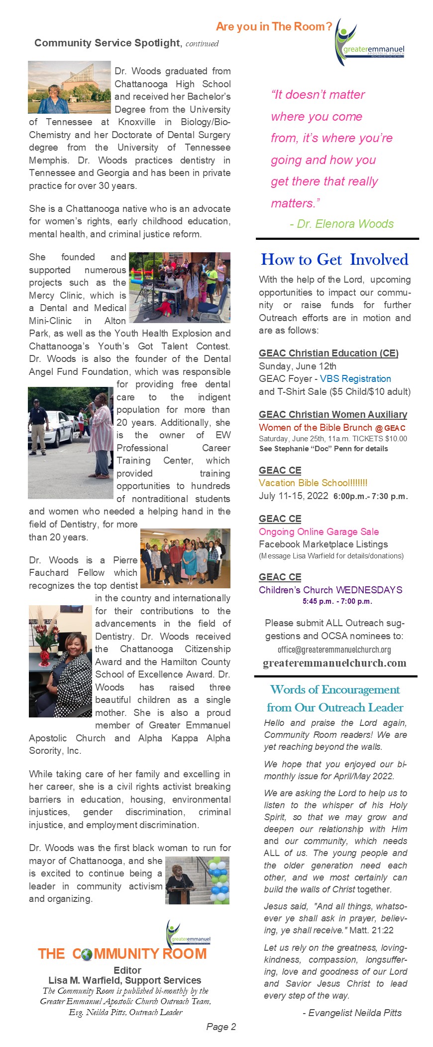The Community Room GEAC Newsletter – June-July 2022 Page 2